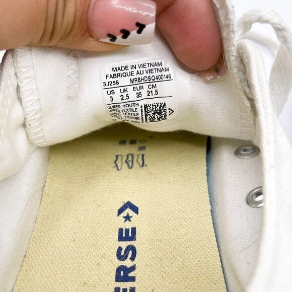 Converse All Star Chuck Taylor Youth Size 3 White Casual Comfort Walking Shoes - Picture 7 of 10